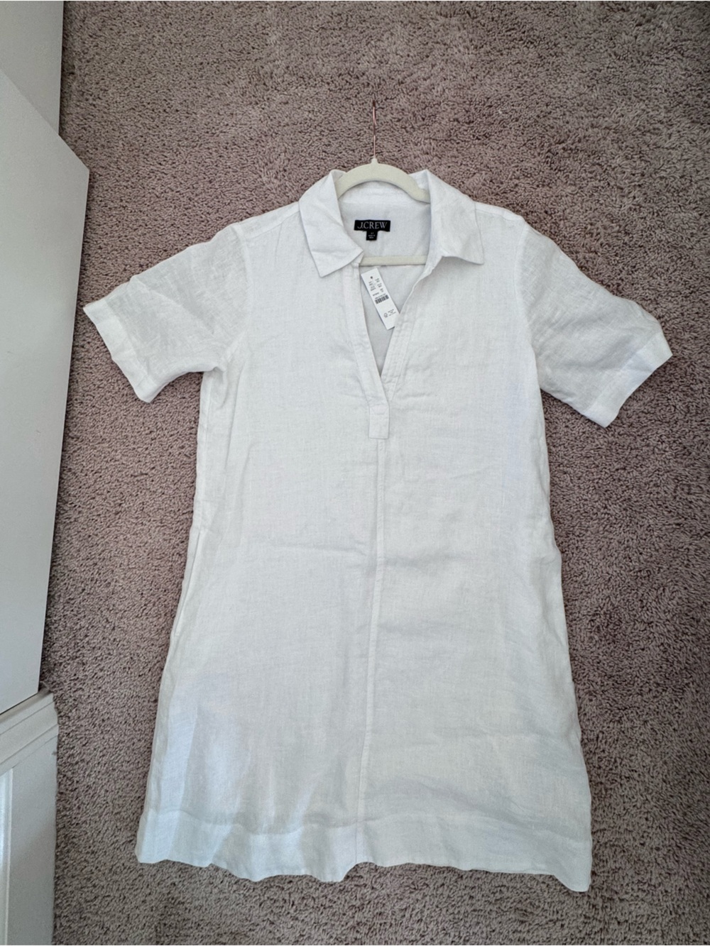 J. Crew White Short-Sleeve Linen Shift Dress - Small Tall